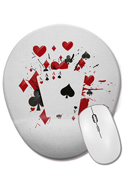 BASKI DÜNYASI Mouse Pad oval cu suport pentru încheietura mâinii pentru jocul de poker