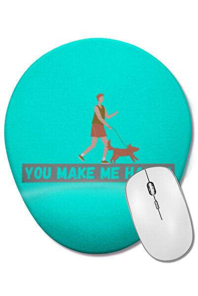 BASKI DÜNYASI Mouse Pad oval cu suport pentru încheietura mâinii, cadouri pentru iubitorii de câini, te face să fiu fericit