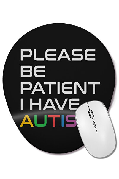 BASKI DÜNYASI Vă rugăm să fiți răbdător, am autism, alb pe negru 01 Mouse pad...