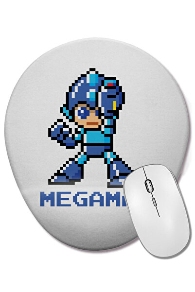 BASKI DÜNYASI Mouse Pad oval cu suport pentru încheietura mâinii Mega Man Pixel Character