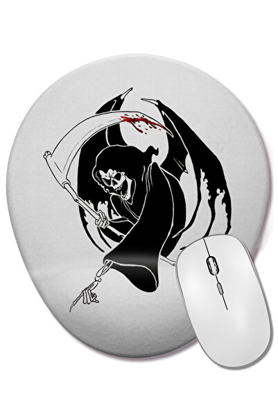 BASKI DÜNYASI Rock Roll Music Guitar 02 Mouse Pad oval cu suport pentru înche...