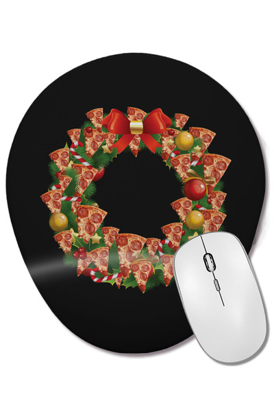 BASKI DÜNYASI Mouse Pad oval cu suport pentru încheietura mâinii Pizza Multif...