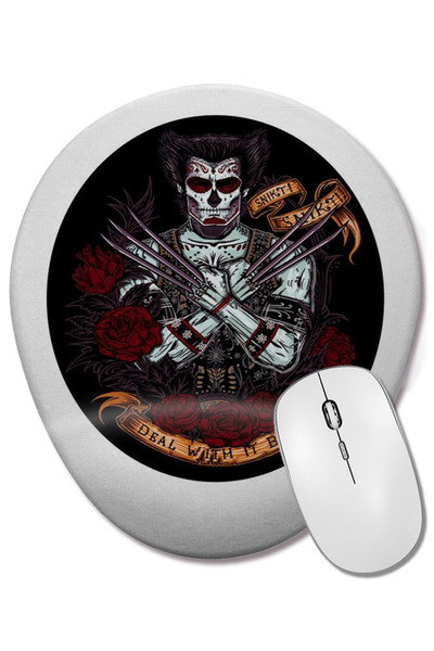 BASKI DÜNYASI Dia Dos Mortos Wolverine Οβάλ ποντίκι με υποστήριξη καρπού