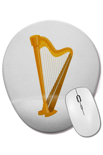 BASKI DÜNYASI Mouse Pad oval cu suport pentru încheietura mâinii Harp Music Art