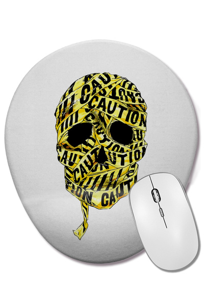 BASKI DÜNYASI Οβάλ ποντίκι με υποστήριξη καρπού με σχέδιο κρανίου