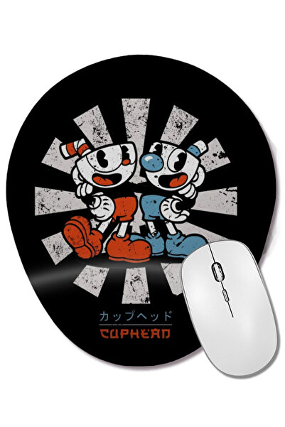 BASKI DÜNYASI لوحة ماوس بيضاوية يابانية قديمة من Cuphead مع دعم للمعصم
