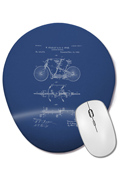 BASKI DÜNYASI Plan de brevet pentru bicicletă tandem W Starley H S Owen Mouse Pad oval cu suport pentru încheietura mâinii