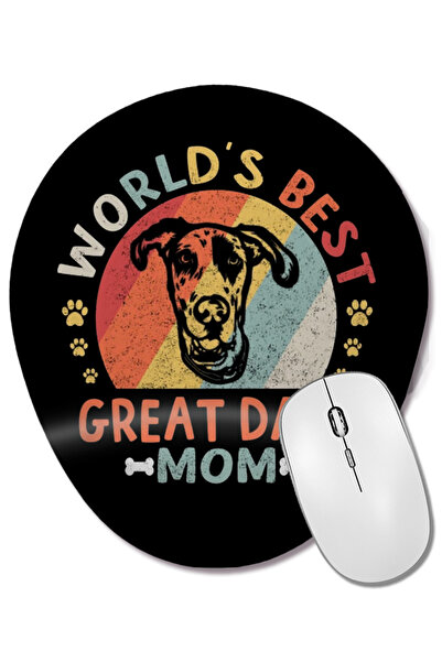 BASKI DÜNYASI Mouse Pad oval Great Dane Mom 06 cu suport pentru încheietura mâinii