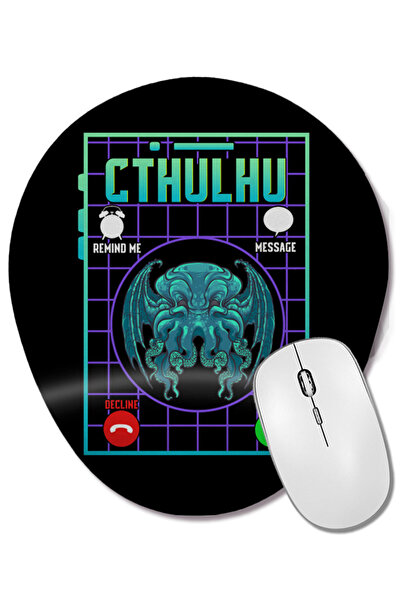 BASKI DÜNYASI Funny The Call Of Cthulhu Dark Occult Goth Pun Mouse Pad oval c...