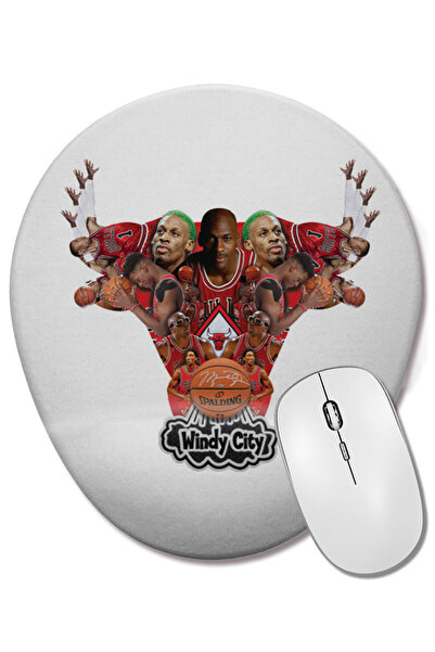 BASKI DÜNYASI Mouse Pad oval Chicago Bulls cu suport pentru încheietura mâinii