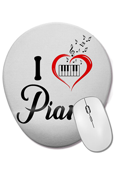 BASKI DÜNYASI Tampă de mouse ovală cu note muzicale de pian cu suport pentru ...