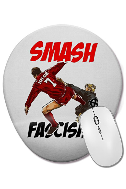 BASKI DÜNYASI Copie de mouse pad oval Smash Branca cu suport pentru încheietu...