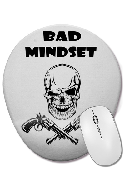 BASKI DÜNYASI Bad Mindset Mouse Pad oval cu suport pentru încheietura mâinii