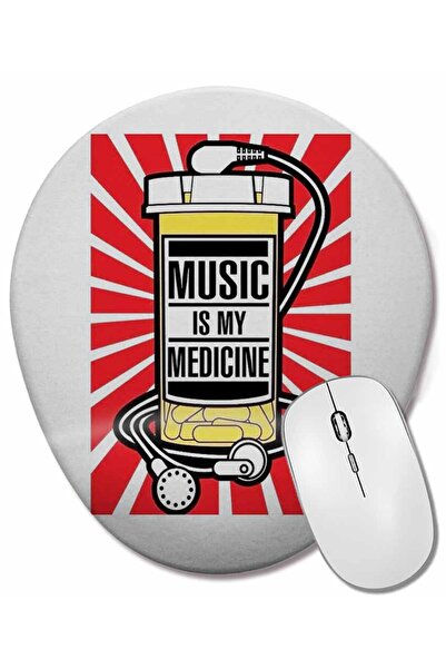 BASKI DÜNYASI MUSIC MÜZİK Mouse Pad oval cu suport pentru încheietura mâinii
