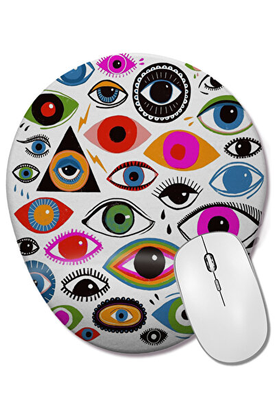 BASKI DÜNYASI Evil Eye Mouse Pad oval multicolor pentru meditație cu suport p...