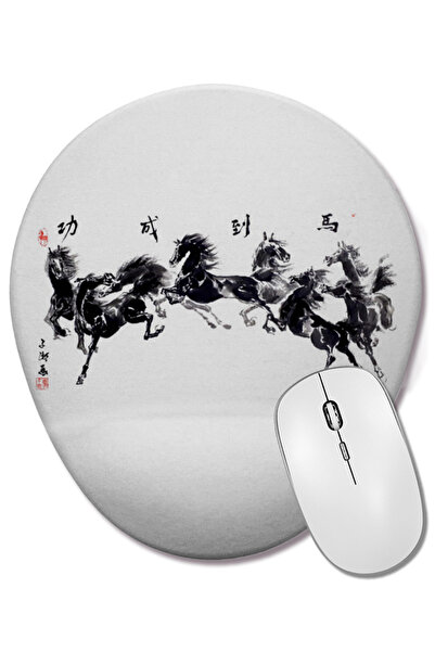 BASKI DÜNYASI Οβάλ ποντίκι ποντικιού με σχέδιο Gallop Of The 8 Horses με στήρ...