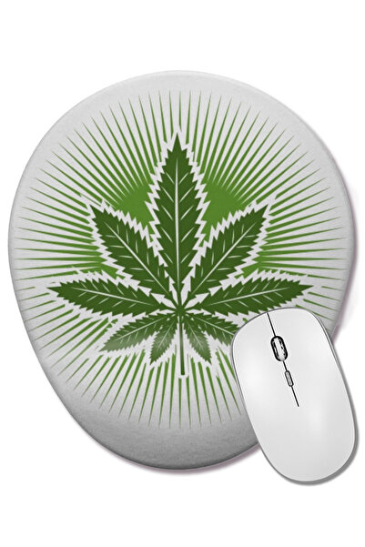 BASKI DÜNYASI Mouse Pad oval cu suport pentru încheietura mâinii, cu frunze d...