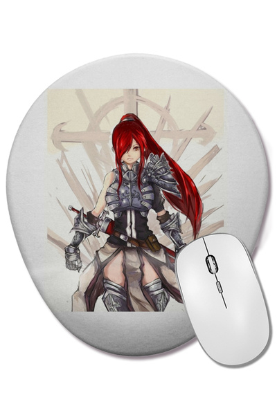 BASKI DÜNYASI Erza Scarlet Fairy Tail Anime Battle Ready Οβάλ ποντίκι ποντικι...