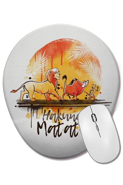 BASKI DÜNYASI لوحة ماوس بيضاوية بألوان مائية من Hakuna Matata No Worries مع دعم للمعصم