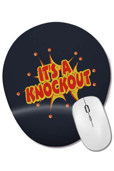 BASKI DÜNYASI Mouse Pad oval clasic cu logo-ul It's A Knockout, cu suport pentru încheietura mâinii