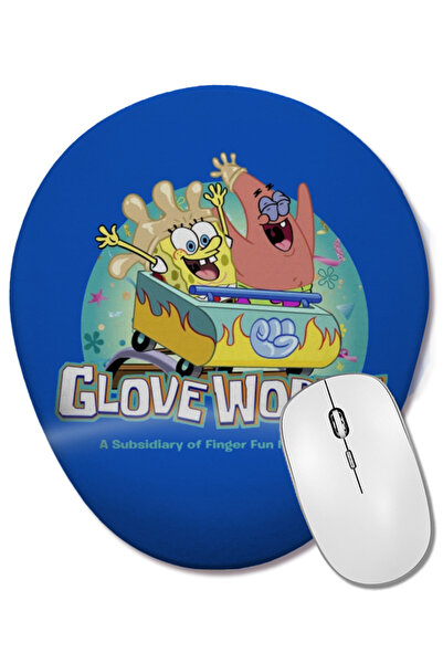 BASKI DÜNYASI Mouse Pad oval Spongebob Glove World cu suport pentru încheietu...