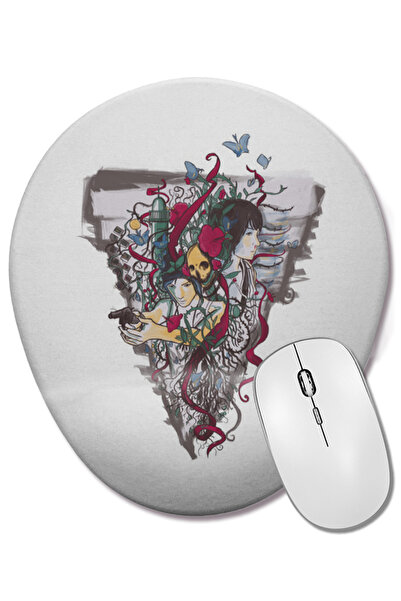 BASKI DÜNYASI Maxine Caulfield Life is Tattooed Οβάλ ποντίκι με υποστήριξη κα...