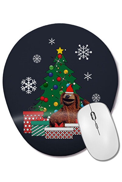 BASKI DÜNYASI Rowlf, câinele din Muppets, în jurul pomului de Crăciun, mouse pad oval cu suport pentru încheietura mâinii