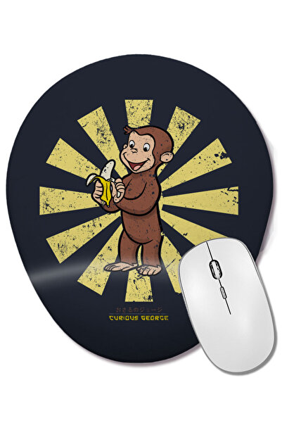 BASKI DÜNYASI Mouse Pad oval Curious George Retro japonez cu suport pentru în...