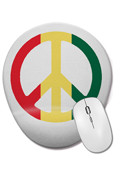 BASKI DÜNYASI Mouse Pad oval Peace Reggae cu suport pentru încheietura mâinii