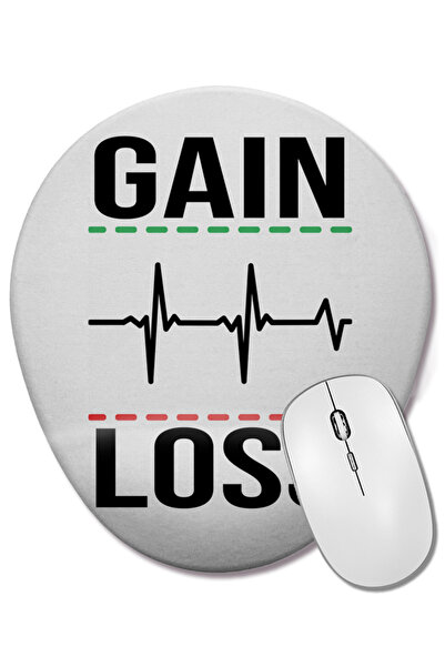 BASKI DÜNYASI Mouse Pad oval Stop Gain e Loss cu suport pentru încheietura mâ...