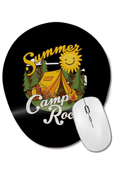 BASKI DÜNYASI Cute Summer Camp Rocks Camping for Campers Mouse Pad oval cu su...