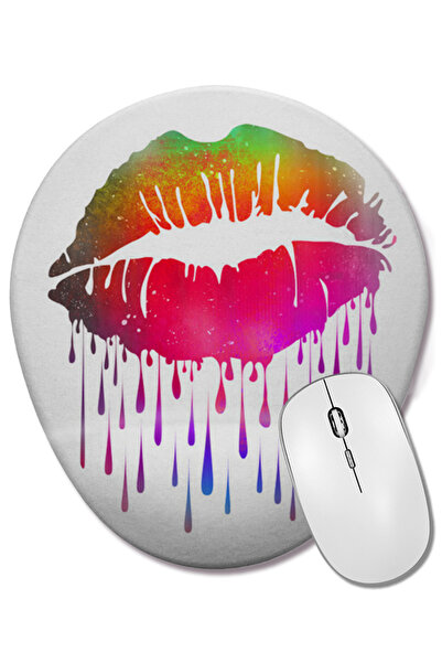 BASKI DÜNYASI Mouse Pad oval Candy-Like Lips cu suport pentru încheietura mâinii