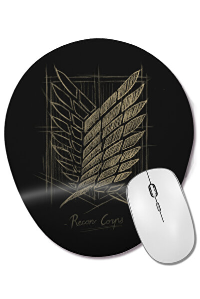 BASKI DÜNYASI Attack On Titan Recon Corps Mouse Pad oval cu suport pentru încheietura mâinii