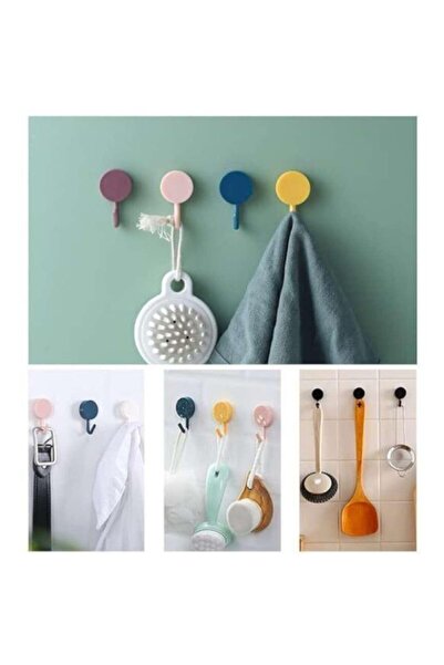 Luxmon Kendinden Yapışkanlı Banyo Mutfak Renkli Duvar Askısı 5 Adet