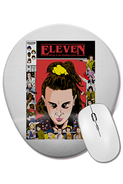BASKI DÜNYASI Stranger Things Eleven 05 Mouse Pad oval cu suport pentru încheietura mâinii