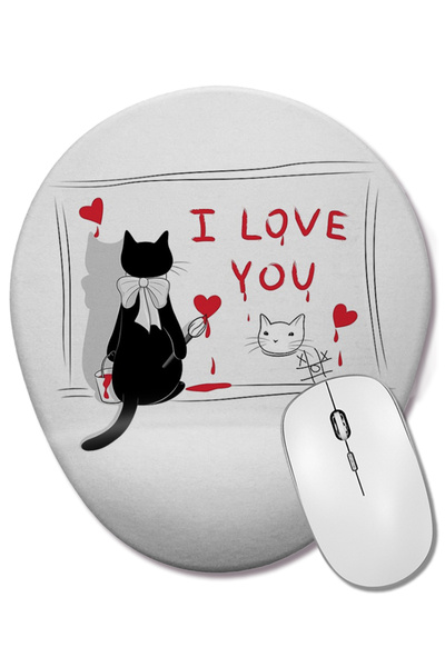 BASKI DÜNYASI Οβάλ ποντίκι με υποστήριξη καρπού Cat Cat Love