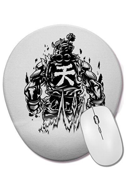 BASKI DÜNYASI Mouse Pad oval Street Fighter Akuma cu suport pentru încheietura mâinii