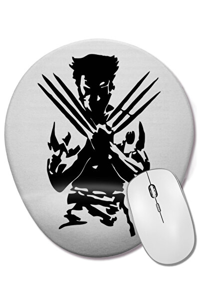 BASKI DÜNYASI Mouse Pad oval Wolverine White 02 cu suport pentru încheietura mâinii