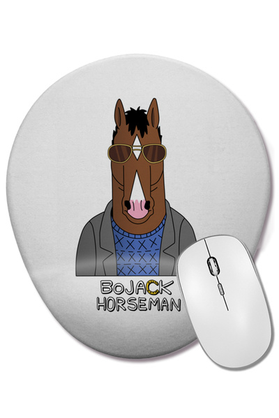BASKI DÜNYASI Bojack Horseman 010 Овална подложка за мишка с опора за китката