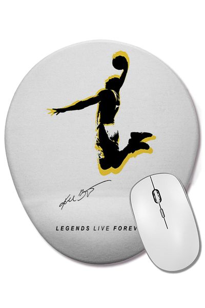 BASKI DÜNYASI Kobe Bryant Legend Live Forever Oval Mouse Pad with Wrist Support
