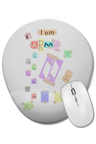 BASKI DÜNYASI Mouse Pad oval Bts Army Plan cu suport pentru încheietura mâinii