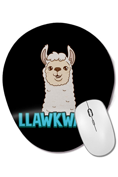 BASKI DÜNYASI Mouse Pad oval cu suport pentru încheietura mâinii, drăguț și amuzant, Llawkward Awkward Llama Pun Lama