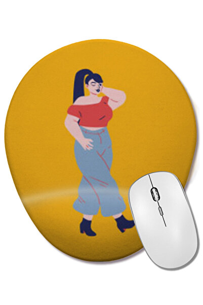 BASKI DÜNYASI Mouse Pad oval pentru femei moderne cu suport pentru încheietura mâinii