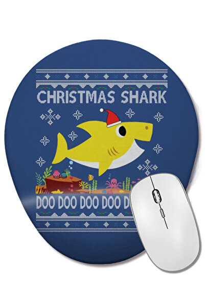 BASKI DÜNYASI Mouse Pad oval tricotat de Crăciun Baby Shark cu suport pentru ...