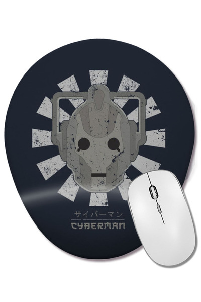 BASKI DÜNYASI Cyberman Retro Japanese Dr Who Wrist Supported Oval Mouse Pad