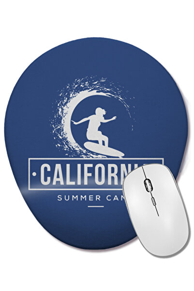 BASKI DÜNYASI California Summer Surf Camp Mouse Pad oval cu suport pentru încheietura mâinii