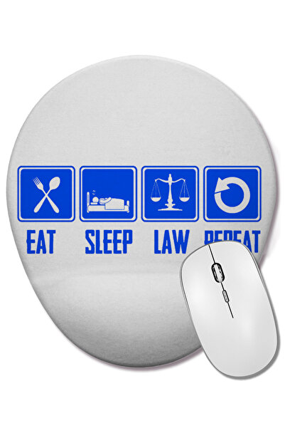 BASKI DÜNYASI Eat Sleep Law Repeat School Lawyer Gift 02 Mouse Pad oval cu suport pentru încheietura mâinii