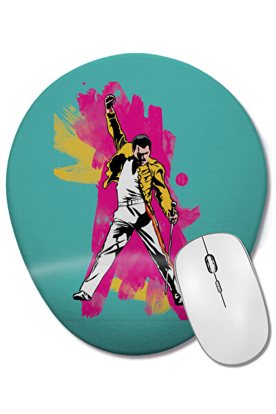 BASKI DÜNYASI Queen Freddie Mercury 012 Mouse Pad oval cu suport pentru înche...