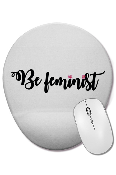 BASKI DÜNYASI Mouse Pad oval cu suport pentru încheietura mâinii Be Feminist