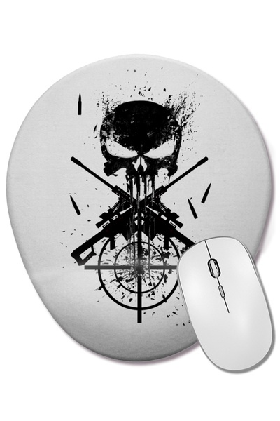 BASKI DÜNYASI Justiceiro 03 Mouse Pad Oval cu Suport pentru Încheietura Mâinii
